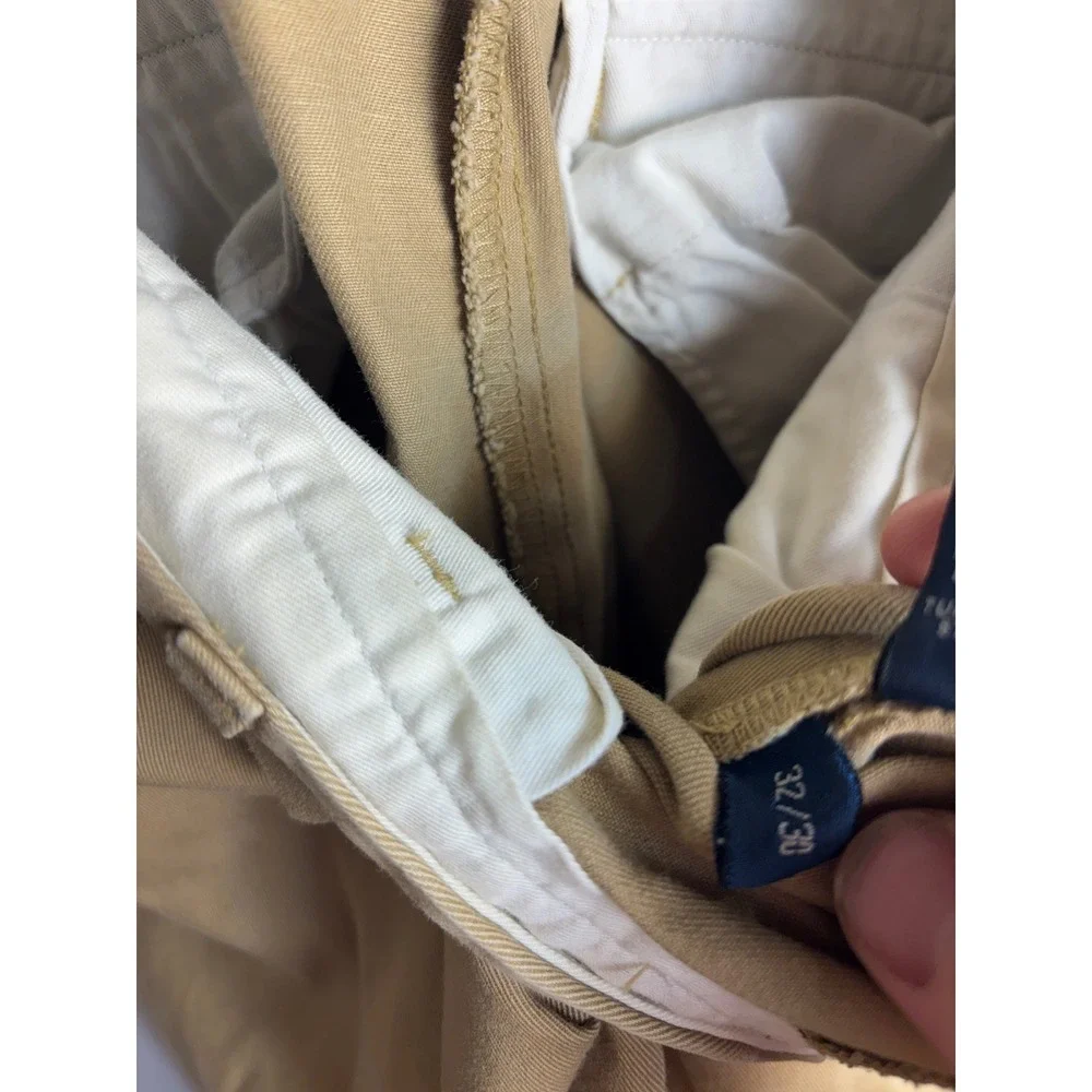 Polo Ralph Lauren Hammond Pant Mens 32x30 Tan Khaki Double Pleated Cuffed Chinos